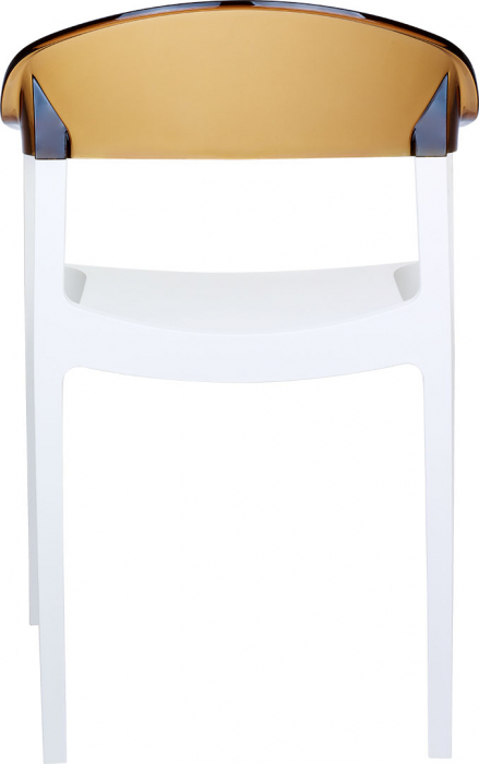 SIESTA CARMEN Scaun gradina cu brate, 49x53xh79cm, plastic, alb cu statar chihlimbar transparent [5]