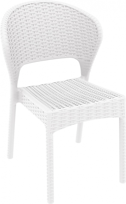 SIESTA DAYTONA Scaun terasa aspect ratan, 55x61xh81cm, plastic cu fibra de sticla, alb [1]
