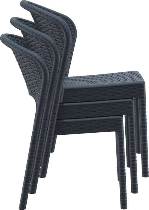 SIESTA DAYTONA Scaun terasa aspect ratan, 55x61xh81cm, plastic cu fibra de sticla, maro [7]