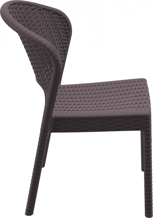 SIESTA DAYTONA Scaun terasa aspect ratan, 55x61xh81cm, plastic cu fibra de sticla, maro [3]
