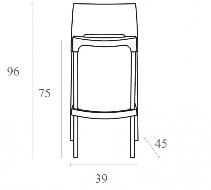 SIESTA GIO Scaun bar, polipropilena, picioare aluminiu, 39x45xh96cm, alb [5]