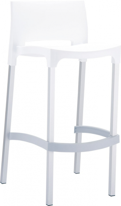SIESTA GIO Scaun bar, polipropilena, picioare aluminiu, 39x45xh96cm, alb [1]