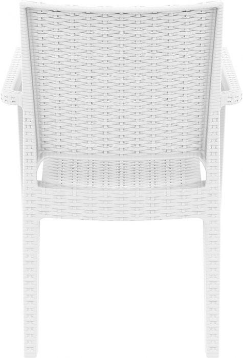 SIESTA IBIZA Scaun cu cotiere 58x59xh87cm, plastic cu fibra de sticla, aspect ratan, alb [5]