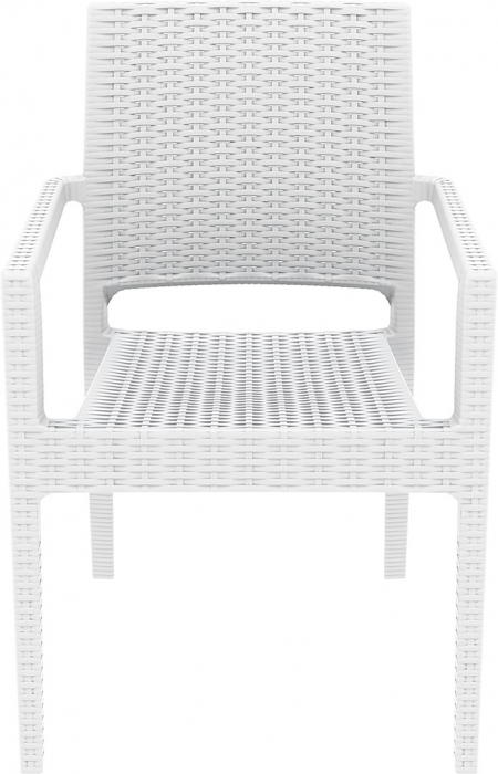 SIESTA IBIZA Scaun cu cotiere 58x59xh87cm, plastic cu fibra de sticla, aspect ratan, alb [2]