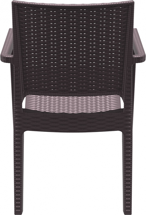 SIESTA IBIZA Scaun cu cotiere 58x59xh87cm, plastic cu fibra de sticla, aspect ratan, maro [5]