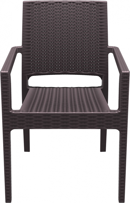SIESTA IBIZA Scaun cu cotiere 58x59xh87cm, plastic cu fibra de sticla, aspect ratan, maro [2]