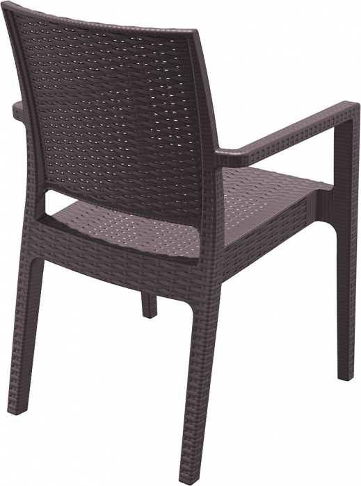SIESTA IBIZA Scaun cu cotiere 58x59xh87cm, plastic cu fibra de sticla, aspect ratan, maro [4]