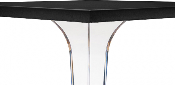 SIESTA ICE Masa patrata neagra, 70x70xh73cm, blat werzalit, picior policarbonat transparent, baza aluminiu [3]