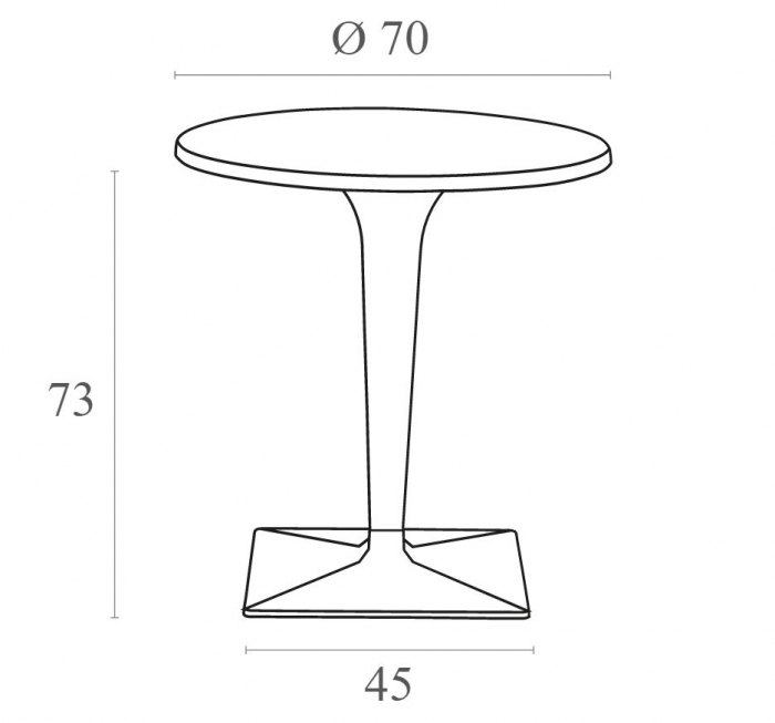 SIESTA ICE Masa rotunda neagra, D70xh73cm, blat werzalit, picior policarbonat transparent, baza aluminiu [3]
