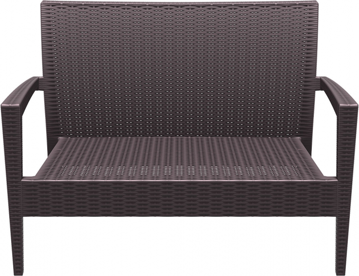 SIESTA MIAMI Canapea cu brate, 128x77xh89cm, plastic cu fibra de sticla, aspect ratan, maro [2]