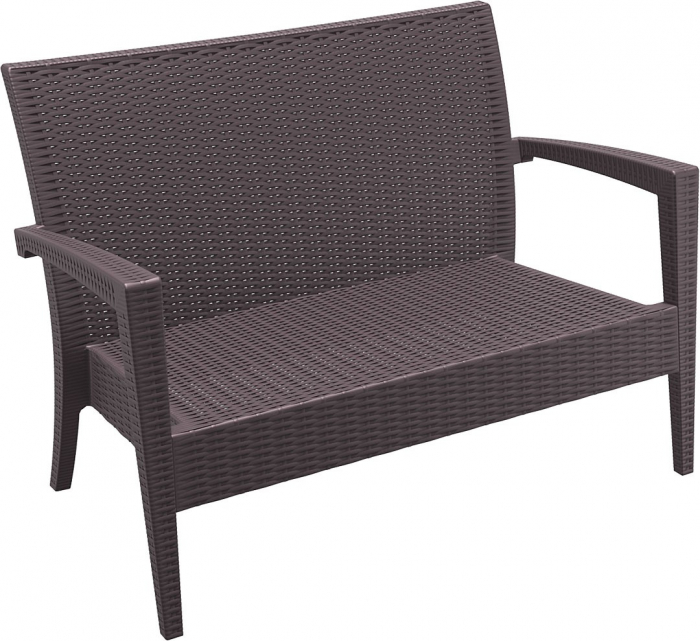 SIESTA MIAMI Canapea cu brate, 128x77xh89cm, plastic cu fibra de sticla, aspect ratan, maro [1]