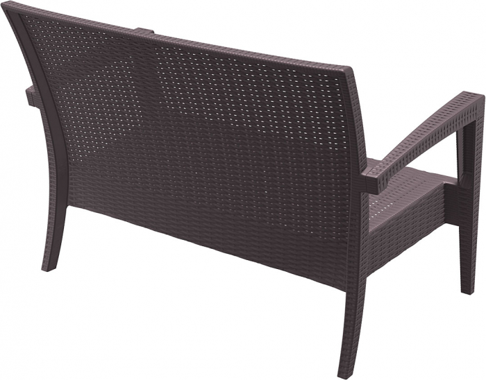 SIESTA MIAMI Canapea cu brate, 128x77xh89cm, plastic cu fibra de sticla, aspect ratan, maro [4]