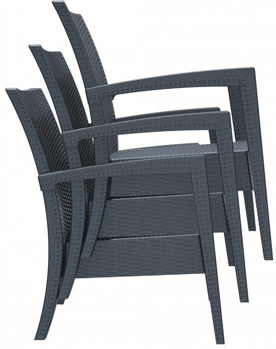 SIESTA MIAMI Fotoliu cu brate, 72x76xh89cm, plastic cu fibra de sticla, aspect ratan, alb [7]