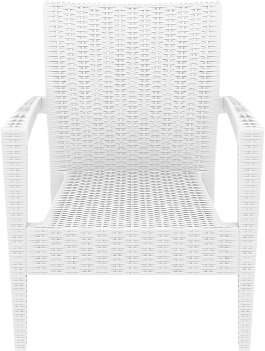 SIESTA MIAMI Fotoliu cu brate, 72x76xh89cm, plastic cu fibra de sticla, aspect ratan, alb [2]