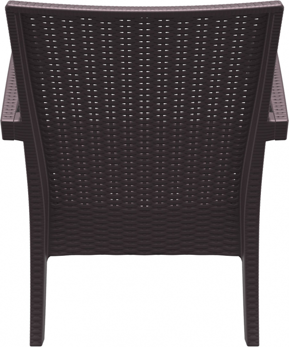 SIESTA MIAMI Fotoliu cu brate, 72x76xh89cm, plastic cu fibra de sticla, aspect ratan, maro [5]