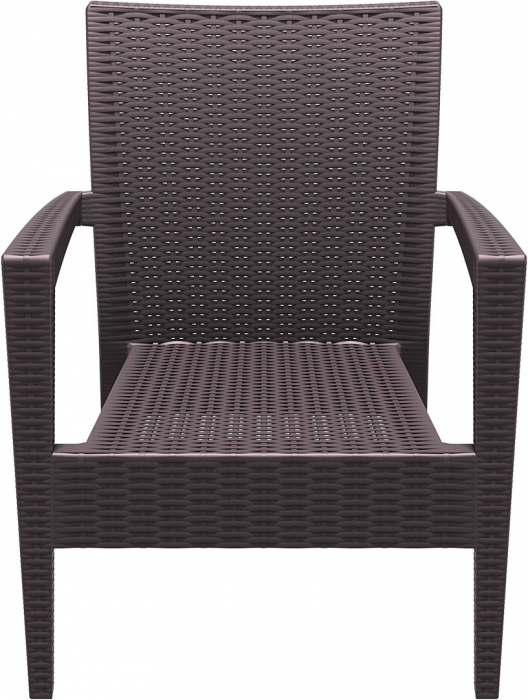 SIESTA MIAMI Fotoliu cu brate, 72x76xh89cm, plastic cu fibra de sticla, aspect ratan, maro [2]