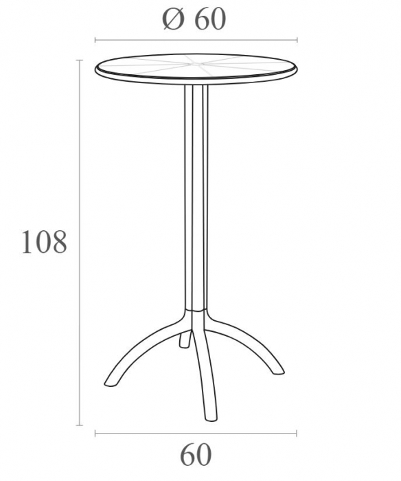 SIESTA OCTOPUS Masa bar rotunda, D60xh108cm, polipropilena cu fibra de sticla, alba [3]