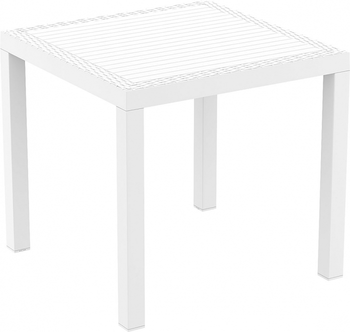SIESTA ORLANDO Masa gradina, terasa, 80x80xh75cm, patrata, plastic, alba, accente poliratan [1]