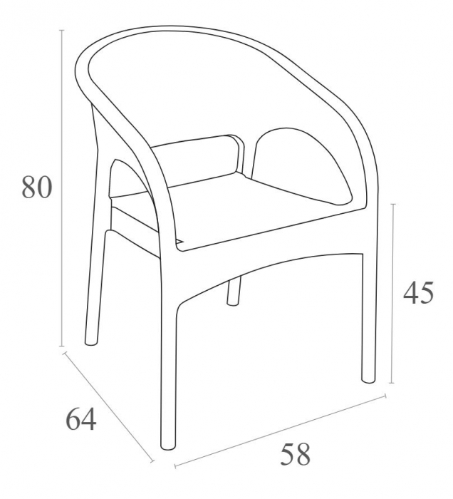 SIESTA PANAMA Scaun terasa aspect ratan, cu brate, 58x64xh80cm, plastic cu fibra de sticla, maro [8]