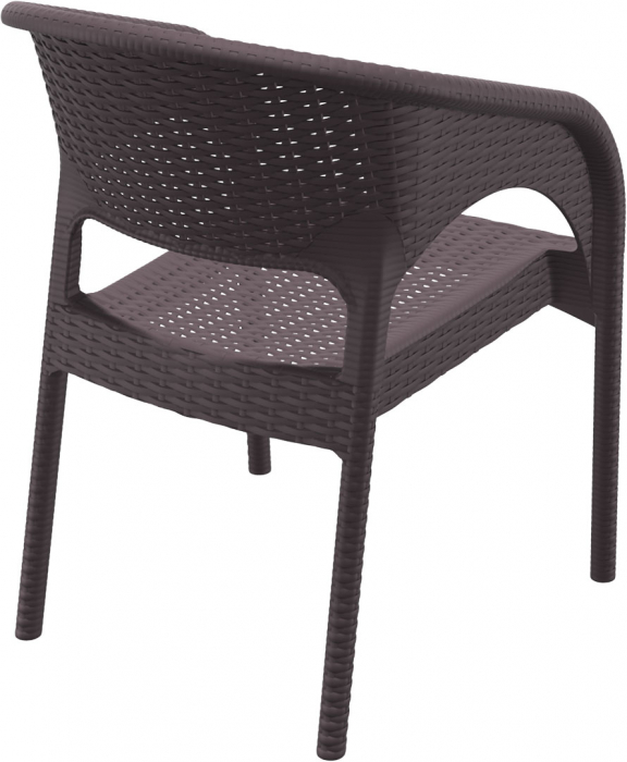 SIESTA PANAMA Scaun terasa aspect ratan, cu brate, 58x64xh80cm, plastic cu fibra de sticla, maro [4]