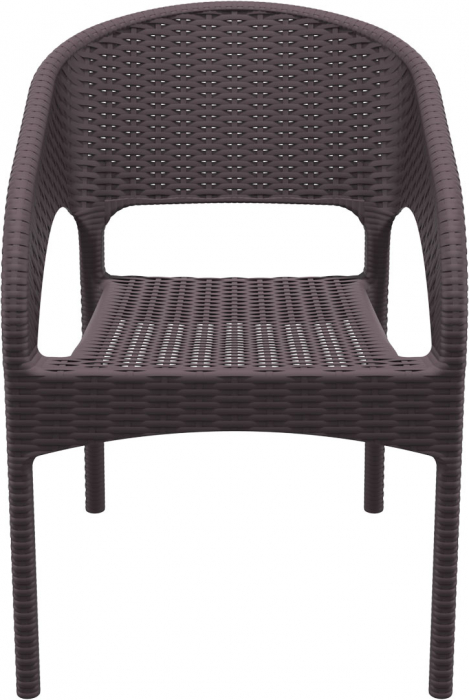 SIESTA PANAMA Scaun terasa aspect ratan, cu brate, 58x64xh80cm, plastic cu fibra de sticla, maro [2]
