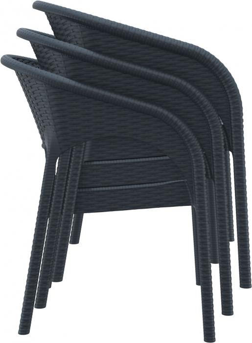 SIESTA PANAMA Scaun terasa aspect ratan, cu brate, 58x64xh80cm, plastic cu fibra de sticla, maro [7]