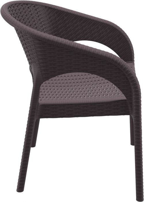 SIESTA PANAMA Scaun terasa aspect ratan, cu brate, 58x64xh80cm, plastic cu fibra de sticla, maro [3]