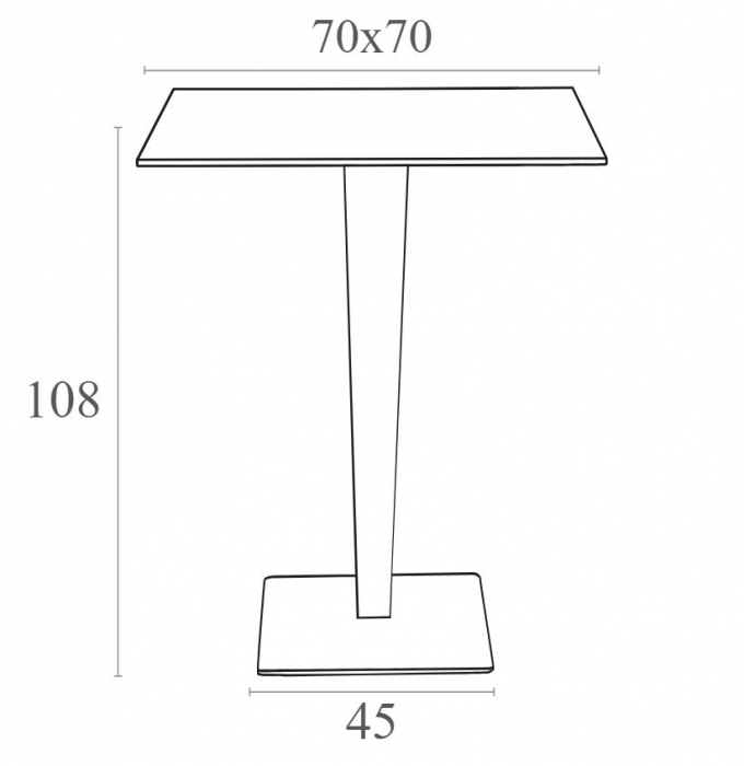 SIESTA RIVA Masa bar patrata, 70x70xh108cm, blat werzalit, picior poliratan, baza aluminiu, maro [3]