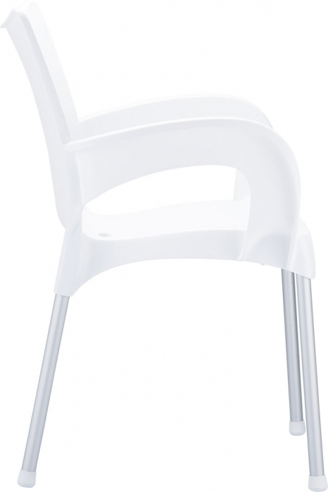 SIESTA ROMEO Scaun gradina, terasa cu brate, 58x53xh83cm, polipropilena, picioare aluminiu, alb [3]