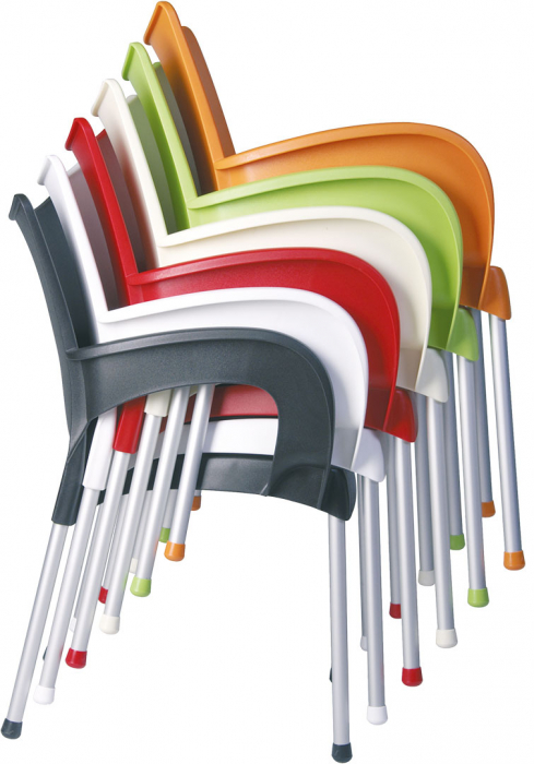 SIESTA ROMEO Scaun gradina, terasa cu brate, 58x53xh83cm, polipropilena, picioare aluminiu, alb [4]