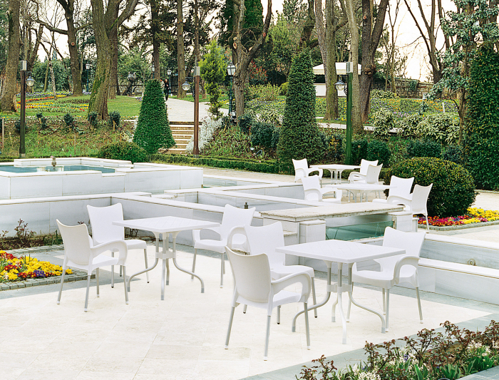 SIESTA ROMEO Scaun gradina, terasa cu brate, 58x53xh83cm, polipropilena, picioare aluminiu, alb [6]