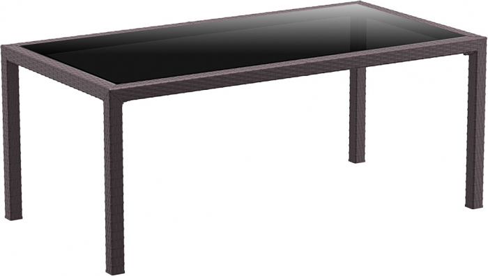 SIESTA TAHITI Masa dreptunghiulara cu blat sticla, 180x94xh75cm, aspect ratan, plastic [1]