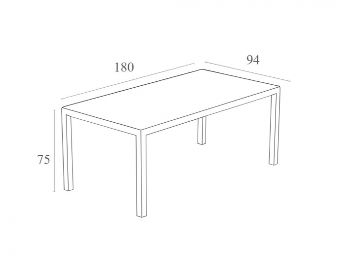 SIESTA TAHITI Masa dreptunghiulara cu blat sticla, 180x94xh75cm, aspect ratan, plastic [4]