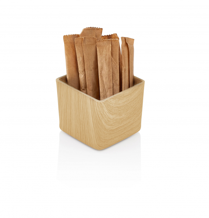 WILLOW BUFFET Bol suport patrat din polistiren antibacterian, 6,5x6,5xh5,5cm, aspect lemn [2]