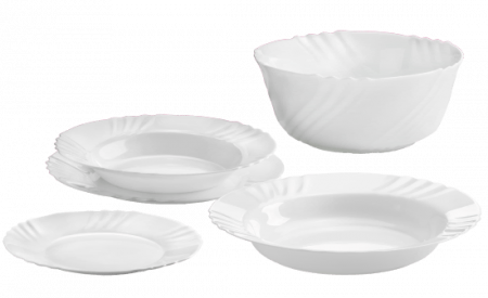 Bormioli Rocco Arcopal - BORMIOLI EBRO Set serviciu masa opal 20 piese, 18 farfurii, 1 bol salata si 1 platou adanc