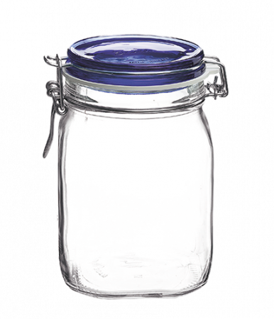 FIDO - BORMIOLI FIDO Borcan sticla cu inchidere ermetica 1000ml capac albastru (1.49530)