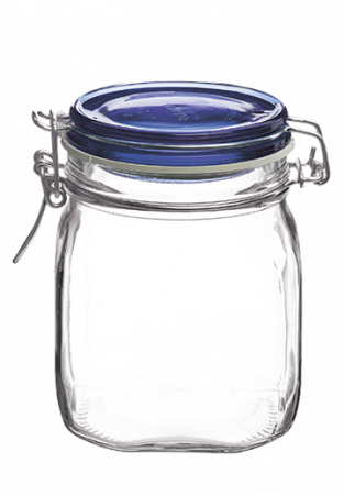 FIDO - BORMIOLI FIDO Borcan sticla cu inchidere ermetica 750ml capac albastru (1.49520)