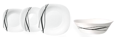 Articole sticlarie - BORMIOLI PARMA Set serviciu masa din opal 19 piese FLOW BLACK
