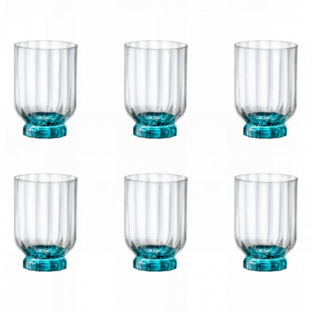 Articole sticlarie - BORMIOLI ROCCO FLORIAN BLUE Set 6 pahare D.O.F, 375ml, D7,8xh11,3cm