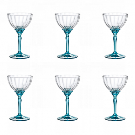 Articole sticlarie - BORMIOLI ROCCO FLORIAN BLUE Set 6 pahare martini, sampanie, 240ml, D9,7xh16,4cm