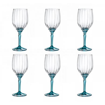 Articole sticlarie - BORMIOLI ROCCO FLORIAN BLUE Set 6 pahare vin alb, 380ml, D8,2xh20,8cm