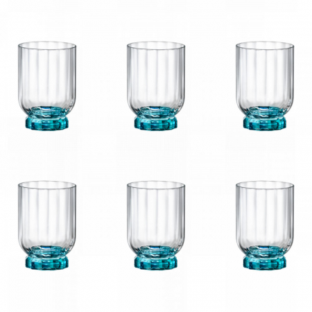 Articole sticlarie - BORMIOLI ROCCO FLORIAN BLUE Set 6 pahare whisky, 300ml, D7,3xh10,4cm