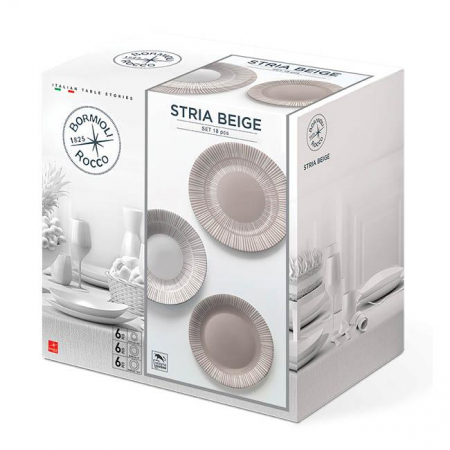 Produse - BORMIOLI STRIA BEIGE Set serviciu masa opal 18 piese