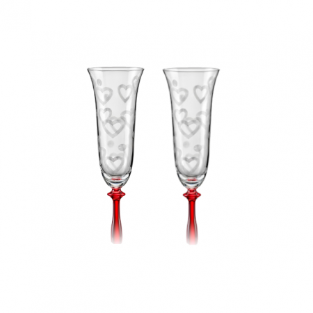 Produse - CRYSTALEX LOVE Set 2 pahare mire si mireasa 190ml cu picior rosu, Bohemia Cristal