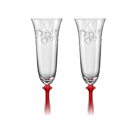 Produse - CRYSTALEX LOVE Set 2 pahare pentru toast la nunta 190ml cu picior rosu, Bohemia Cristal