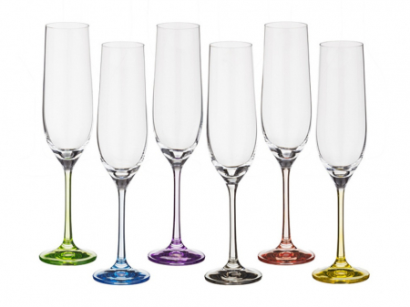RAINBOW - CRYSTALEX RAINBOW Set 6 pahare pentru sampanie 190ml, Bohemia Cristal