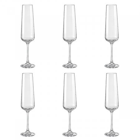 SANDRA - CRYSTALEX SANDRA Set 6 pahare sampanie, 200ml, sticla, Bohemia Crystal