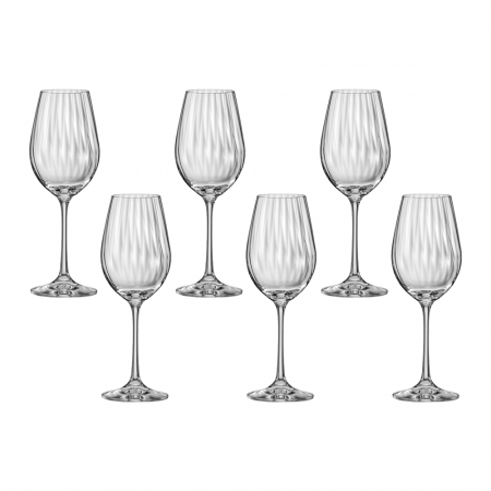 Articole sticlarie - CRYSTALEX WATERFALL Set 6 pahare vin alb/rose/rosu 350ml, Bohemia Cristal
