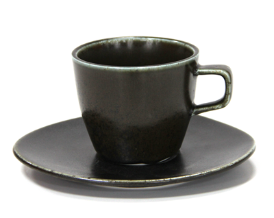 Antique-Black - CULINARO ANTIQUE-BLACK Ceasca cu farfurioara din portelan 220ml (TR0010-200-B)
