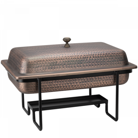 Produse - CULINARO ANTIQUE Chafing dish GN 1/1, 55x35cm, 8lt, inox texturat cu invelis cupru antichizat, suport negru